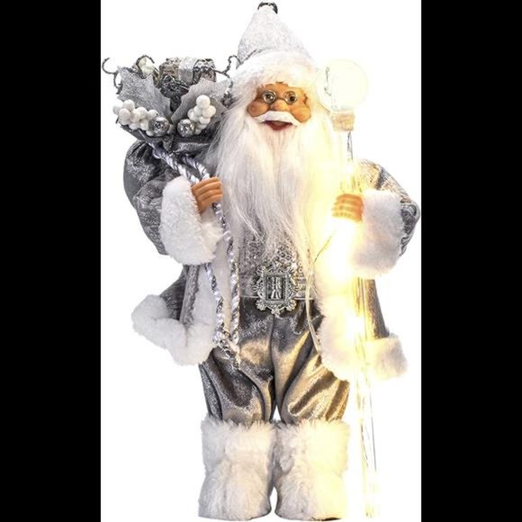 Christmas 13.8 inches Santa Claus Figurines with Lighting Walking Stick - Picture 6 of 11